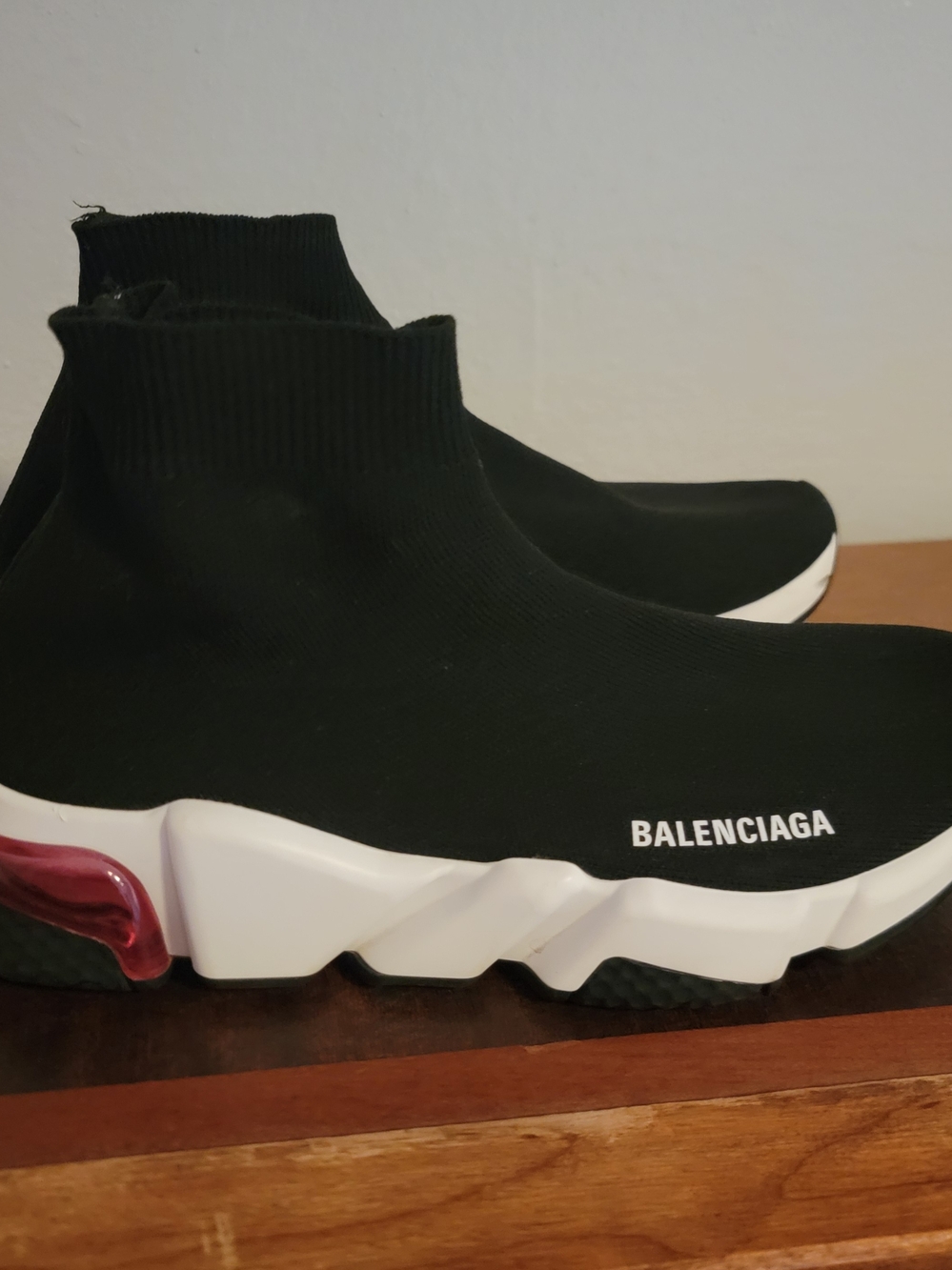 Balenciaga Black Sock Runner Sneakers with White Sole